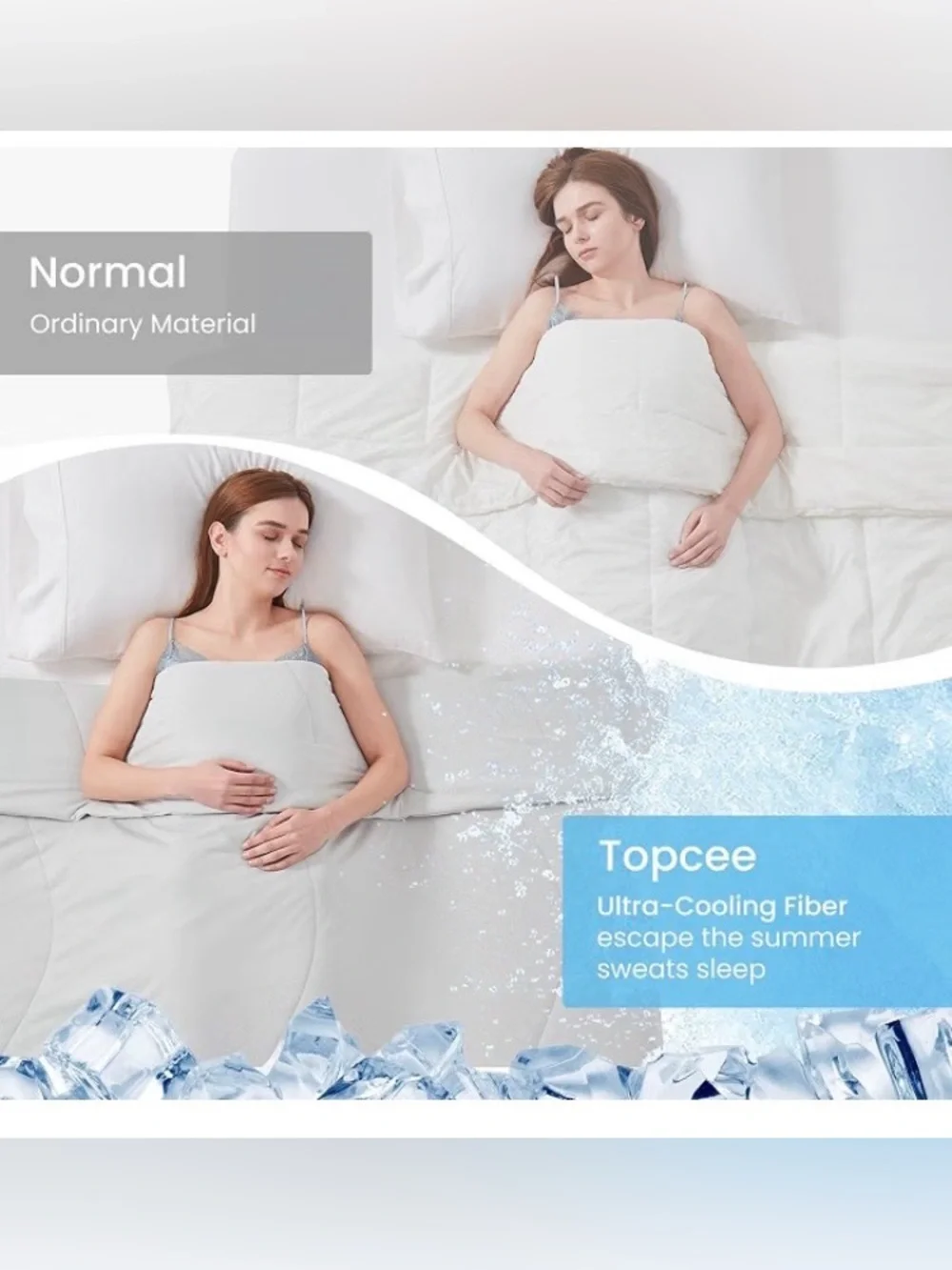 Cooling Comforter Queen Size -Cooling Blanket for Hot Sleepers, Light Grey